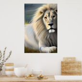 Majestueuze witte leeuw etherische kunst poster (Keuken)