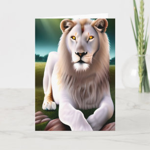 Majestueuze Witte Leeuw Gouden Ogen Ethische Kunst Kaart