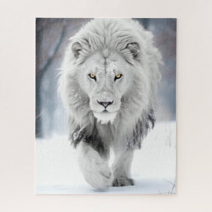 Majestueuze Witte Leeuw in Winter Wonderland Desig Legpuzzel