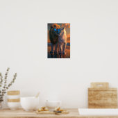 Majestueuze witte leeuw met blauwe ogen Poster (Keuken)