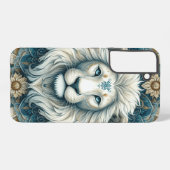 Majestueuze witte leeuwenkop Blauwgroen blauwe man Samsung Galaxy Hoesje (Achterkant horizontaal)