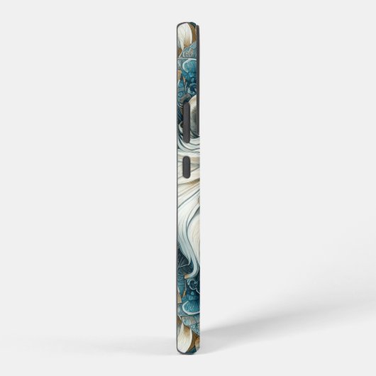 Majestueuze witte leeuwenkop Blauwgroen blauwe man Samsung Galaxy Hoesje (Rechterkant)