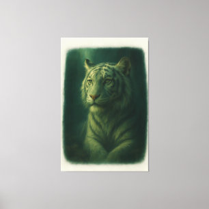 Majestueuze Witte Tijger – Fijne Kunst Portret Canvas Afdruk