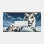 Majestueuze witte tijger in de sneeuwbalmat bureaumat (Keyboard & Muis)