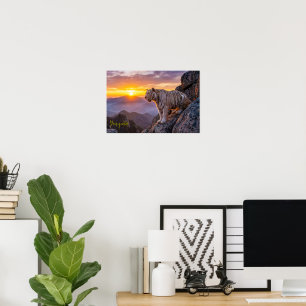 Majestueuze witte tijger zonsondergang  poster