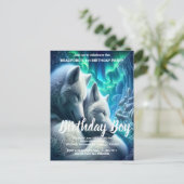 Majestueuze witte wolven rustende verjaardag uitno briefkaart (Staand voorkant)