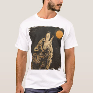 Majestueuze wolf huilt bij de maan t-shirt