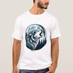 Majestueuze wolf huilt bij volle maan t-shirt