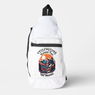 Majestueuze wolf met bergtop sling bag