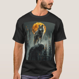 Majestueuze wolf onder maanlicht – Grafische afbee T-shirt