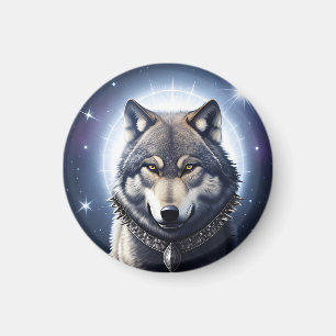 Majestueuze Wolf Onder Sterrenhemel Magneet
