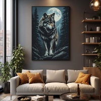 Majestueuze Wolf Onder Volle Maan