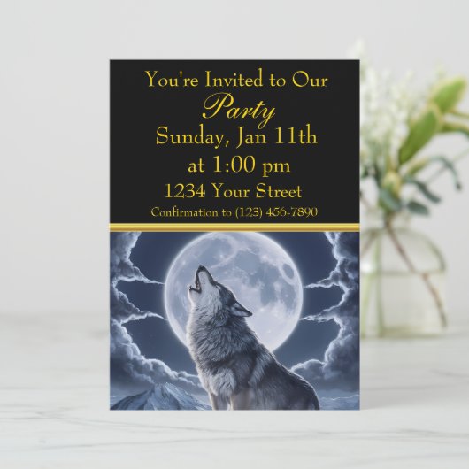 Majestueuze wolf over sneeuw piek kaart (Staand voorkant)