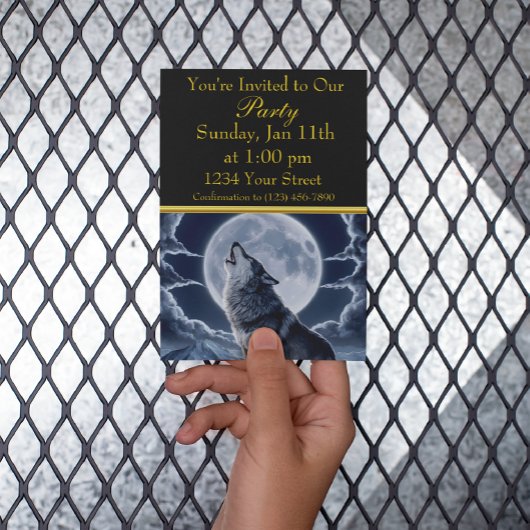 Majestueuze wolf over sneeuw piek kaart