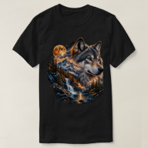 Majestueuze Wolf Volle Maan Wilderness Grafische T