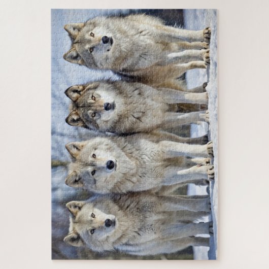 Majestueuze wolven in het besneeuwde landschap, wi legpuzzel (Verticaal)