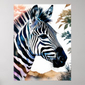 Majestueuze Zebra in Waterverf Poster (Voorkant)