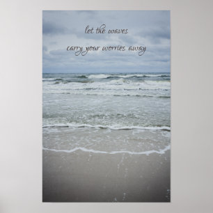 Majestueuze zee met golven onder stormachtige luch poster