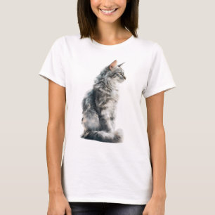Majestueuze zilveren Maine Coon kat portret vrouwe T-shirt