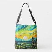 Majestueuze zonsondergang Abstracte illustratie Crossbody Tas (Achterkant)