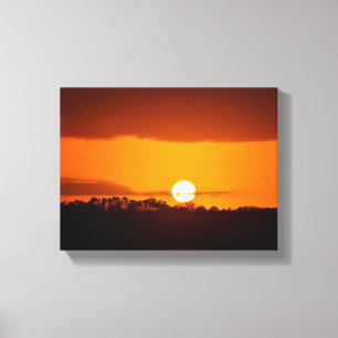 Majestueuze zonsondergang over de rivier canvas afdruk