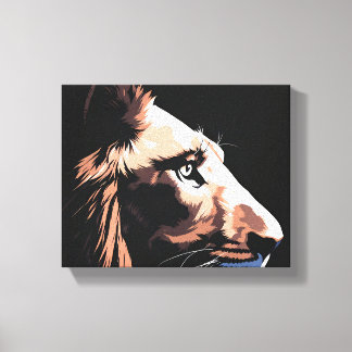 majestueuze zwarte leeuw | Hoge kwaliteit donkere Canvas Afdruk