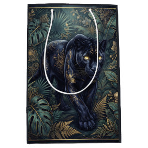 Majestueuze zwarte panter die door een jungle slen medium cadeauzakje
