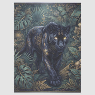 Majestueuze zwarte panter die door een jungle slen tissuepapier