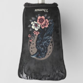 Majestueuze zwarte raaf golfheadcover (Draai 90)