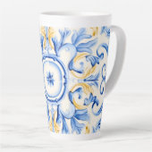 Majolica: blauw en goud latte mok (Rechterhoek)