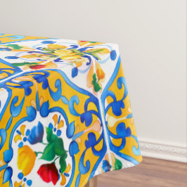 Majolica, blauwe tegels, Siciliaanse tegels, Keram Tafelkleed