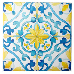 Majolica, blauwe tegels, Siciliaanse tegels, Keram Tegeltje