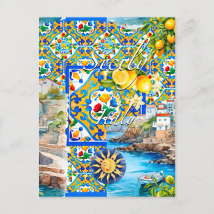 Majolica, citroen, Siciliaanse tegels, Briefkaart
