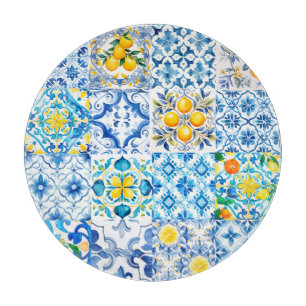 Majolica, citroen, Siciliaanse tegels, Snijplank