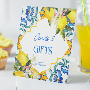 Majolica en tuiles bleues citrons signe cadeaux d'