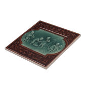 Majolica Harvest Tile c1890 Mintons Design Tegeltje (Zijkant)