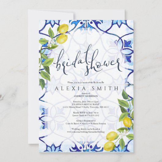 Majolica tegels bridal douche uitnodiging Sicilië (Voorkant)