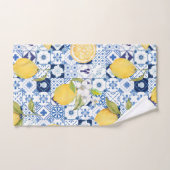 Majolique bleue méditerranéenne et citron (Serviette à main)