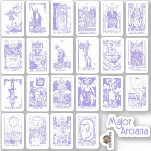 Major Arcana Sticker Sheet in Pastel Gothic Paarse (Voorkant)