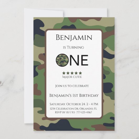 Major Cutie Birthday Invitation Kids Birthday Card Kaart (Voorkant)