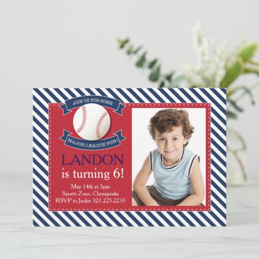 Major League Fun Baseball Anniversaire Invitation (Debout devant)