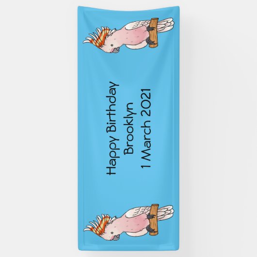 Major mitchell cockatoo bird cartoon illustratie spandoek (Verticaal)