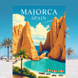 Majorca, Spanje Strand Reizen Vintage Briefkaart