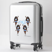 Majorette / Autocollants de danseuse Blanc et Bleu (Sur valise)