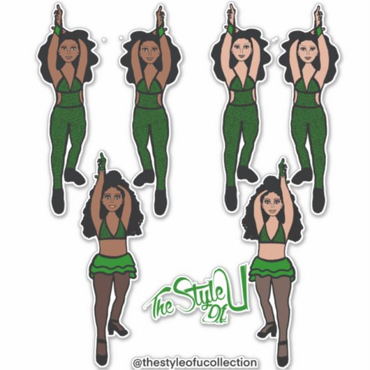Majorette / Dancer Quick Change Stickers Groen x2 (Voorkant)