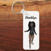 Majorette/ Dancer Sleutelhanger Black Silver Tiger (Voorkant)