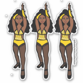 Majorette / Dancer Stickers Geel / Zwart Fringe 1