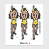 Majorette / Dancer Stickers Geel / Zwart Fringe 2 (Vel)