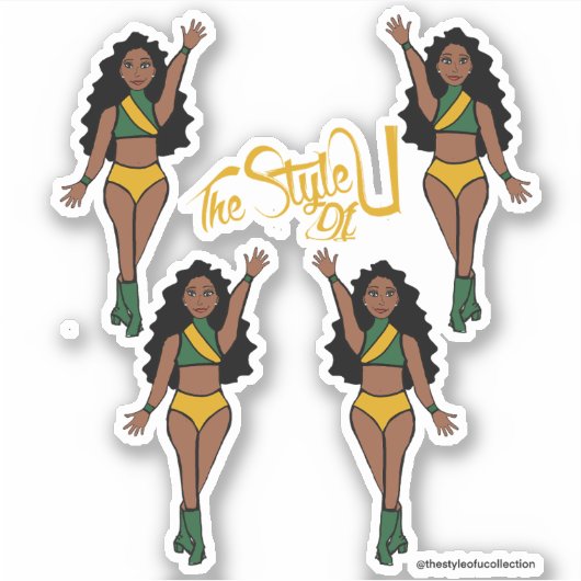 Majorette / Dancer Stickers Groen & Geel (Voorkant)