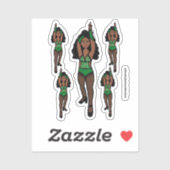 Majorette / Dancer Stickers Groen / Zwart Fringe 1 (Vel)